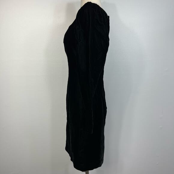 Vintage Gunne Sax Jessica McClintock Dark Romantic Whimsigoth Black Velvet Dress - Picture 2 of 16